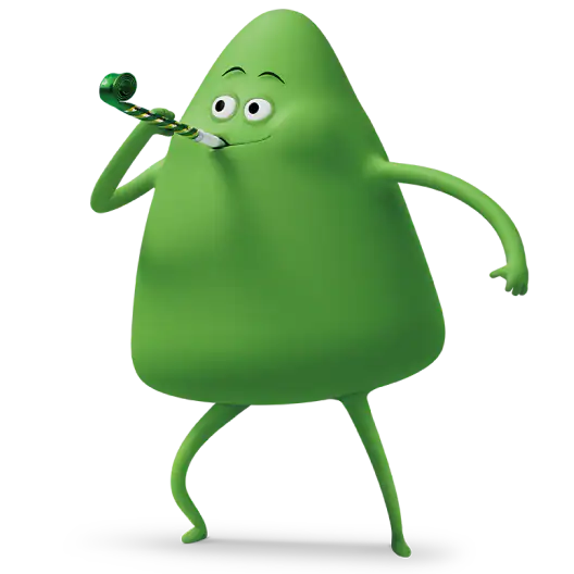Animated cricket character surrounded by trial features in bubbles.