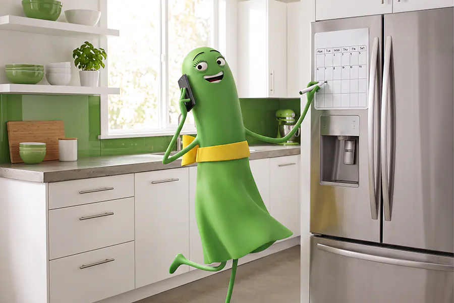 Cricket character using a calendar
